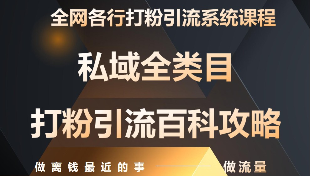 月入9万：全网唯一私域打粉引流神课，零基础手把手带你引流变现跨境课程-外贸教程-精品网课-电商运营课库课堂
