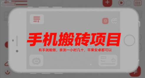 手机搬砖项目，有手就能做，亲测一小时几十，苹果安卓都可以跨境课程-外贸教程-精品网课-电商运营课库课堂