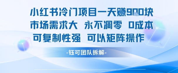 小红书冷门项目一天收益9张，市场需求大，0成本，可复制性强可以矩阵操作跨境课程-外贸教程-精品网课-电商运营课库课堂