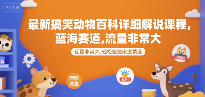 最新搞笑动物百科详细解说课程，蓝海赛道，流量非常大，轻松签独家进精选跨境课程-外贸教程-精品网课-电商运营课库课堂
