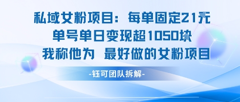 私域女粉项目：每单固定21块，单日变现超1k+，最好做的女粉项目跨境课程-外贸教程-精品网课-电商运营课库课堂