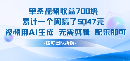单条视频收益7张+累计一个周搞了5k+视频用AI生成无需剪辑配乐即可跨境课程-外贸教程-精品网课-电商运营课库课堂