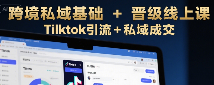 跨境私域基础+晋级线上课，Tilktok引流+私域成交跨境课程-外贸教程-精品网课-电商运营课库课堂