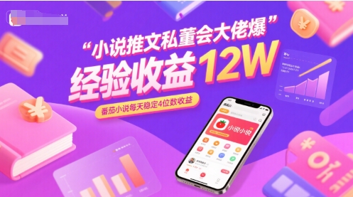 小说推文私董会大佬爆单经验分享收益12W，番茄小说每天稳定4位数收益跨境课程-外贸教程-精品网课-电商运营课库课堂