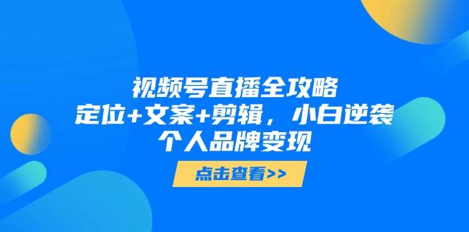 视频号直播全攻略，定位+文案+剪辑，小白逆袭个人品牌变现跨境课程-外贸教程-精品网课-电商运营课库课堂