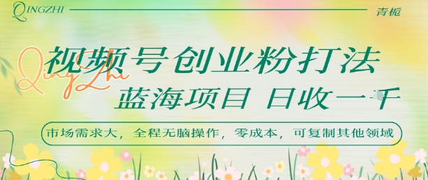视频号创业粉打法，日入1k，蓝海项目，市场需求大，全程无脑操作，可复制跨境课程-外贸教程-精品网课-电商运营课库课堂