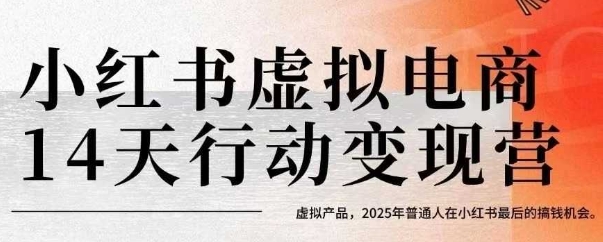 小红书虚拟电商14天变现训练营，虚拟产品，2025年普通人在小红书最后的搞钱机会跨境课程-外贸教程-精品网课-电商运营课库课堂