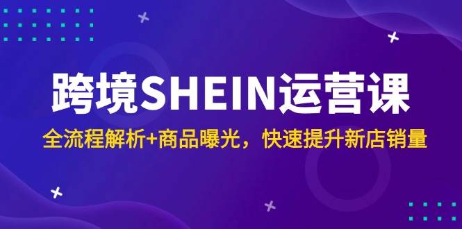 跨境SHEIN运营课，全流程解析+商品曝光，快速提升新店销量跨境课程-外贸教程-精品网课-电商运营课库课堂