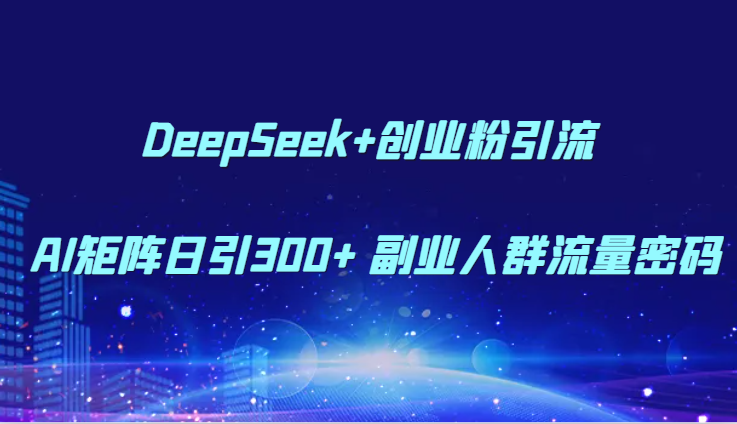 DeepSeek+创业粉引流 AI矩阵日引300+ 副业人群流量密码跨境课程-外贸教程-精品网课-电商运营课库课堂