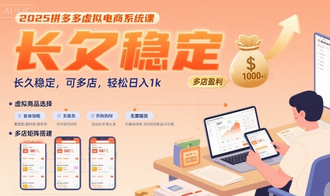 2025拼多多虚拟电商系统课，长久稳定，可多店，轻松日入1k跨境课程-外贸教程-精品网课-电商运营课库课堂