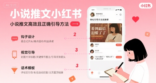 小说推文小红书高转化引导方法实操课，小说推文高效且正确引导方法跨境课程-外贸教程-精品网课-电商运营课库课堂