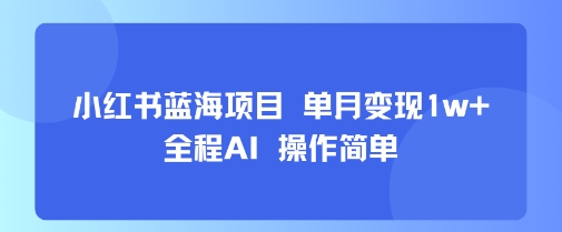 小红书蓝海项目 单月变现1w+ 全程AI 操作简单跨境课程-外贸教程-精品网课-电商运营课库课堂