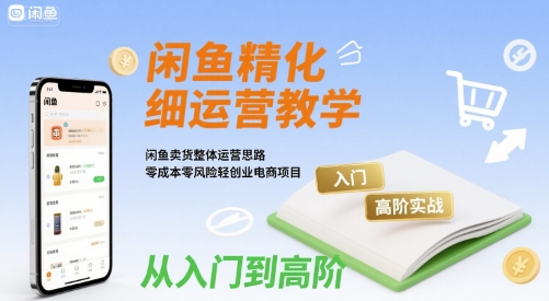 闲鱼精细化运营入门+高阶实战教学，闲鱼卖货整体运营思路，零成本零风险轻创业电商项目跨境课程-外贸教程-精品网课-电商运营课库课堂