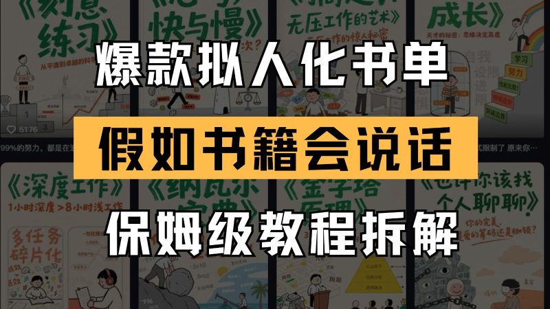 最新爆款拟人化书单玩法 假如书籍会说话 保姆级教程跨境课程-外贸教程-精品网课-电商运营课库课堂