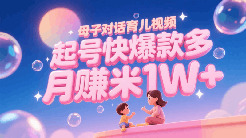 AI生成母子对话育儿类视频，起号快爆款多，小白宝妈轻松学，多渠道变现，月赚米1W+跨境课程-外贸教程-精品网课-电商运营课库课堂
