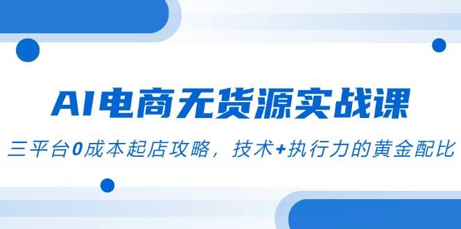 AI电商无货源实战课，三平台0成本起店攻略，技术+执行力的黄金配比跨境课程-外贸教程-精品网课-电商运营课库课堂