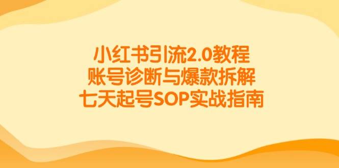 小红书引流2.0教程，账号诊断与爆款拆解，七天起号SOP实战指南跨境课程-外贸教程-精品网课-电商运营课库课堂