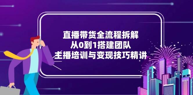 直播带货全流程拆解：从0到1搭建团队，主播培训与变现技巧精讲跨境课程-外贸教程-精品网课-电商运营课库课堂