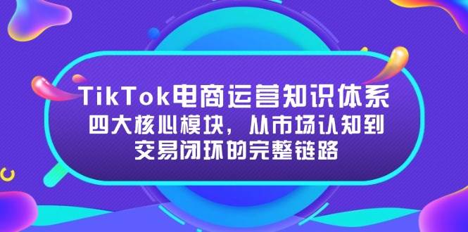 TikTok电商运营知识体系：四大核心模块，从市场认知到交易闭环的完整链路跨境课程-外贸教程-精品网课-电商运营课库课堂
