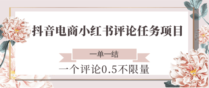 抖音电商小红书评论任务项目,一个评论0.5,一单一结 不限量跨境课程-外贸教程-精品网课-电商运营课库课堂