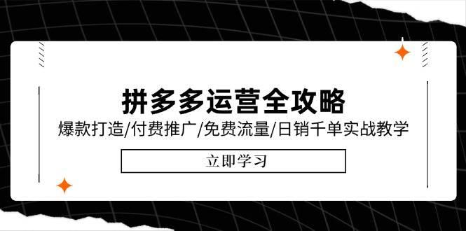 拼多多运营全攻略，爆款打造/付费推广/免费流量/日销千单实战教学/6月更新跨境课程-外贸教程-精品网课-电商运营课库课堂