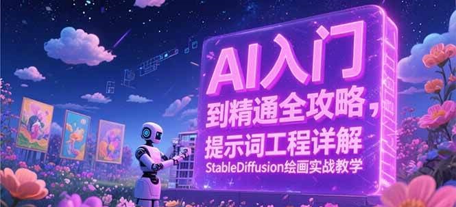 AI入门到精通全攻略，提示词工程详解，StableDiffusion绘画实战教学跨境课程-外贸教程-精品网课-电商运营课库课堂