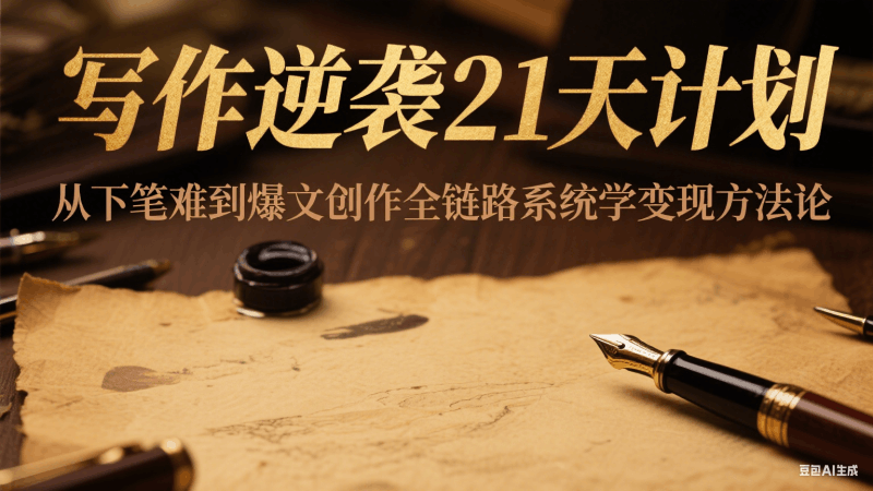 写作逆袭21天计划：从下笔难到爆文创作全链路系统学变现方法论跨境课程-外贸教程-精品网课-电商运营课库课堂