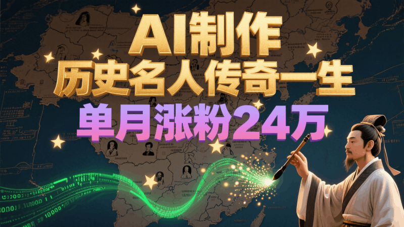 暴力起号!用AI制作历史名人传奇一生,单月涨粉24万,涨粉+变现赛道黑马来了跨境课程-外贸教程-精品网课-电商运营课库课堂