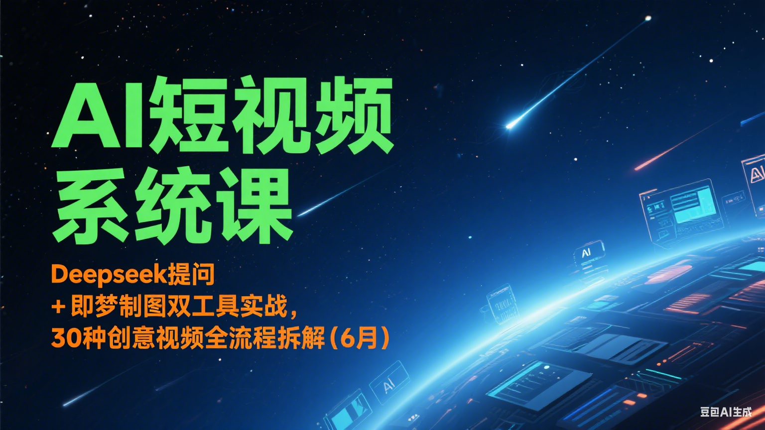 AI短视频系统课：Deepseek提问 + 即梦制图双工具实战，30种创意视频全流程拆解(6月)跨境课程-外贸教程-精品网课-电商运营课库课堂