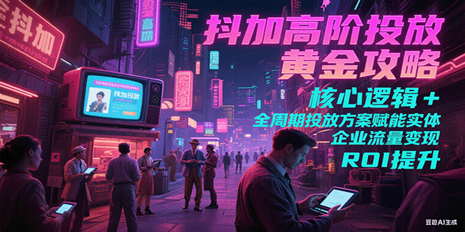 抖加高阶投放黄金攻略：核心逻辑全周期投放方案赋能实体企业流量变现 ROI 提升跨境课程-外贸教程-精品网课-电商运营课库课堂