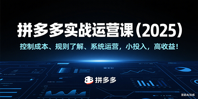 拼多多实战运营课（2025），控制成本、规则了解、系统运营，小投入，高收益！跨境课程-外贸教程-精品网课-电商运营课库课堂