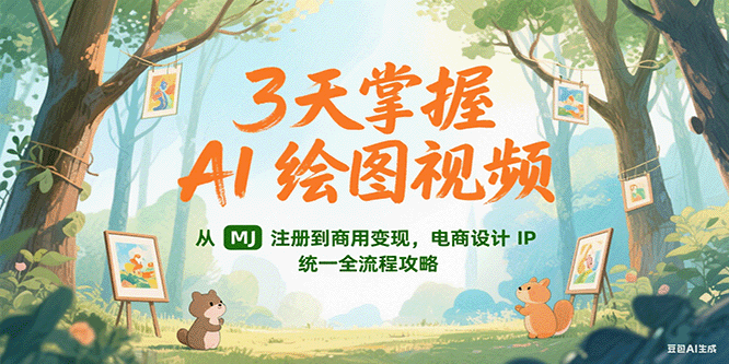 3天掌握AI绘图视频，从MJ 注册到商用变现，电商设计IP统一全流程攻略跨境课程-外贸教程-精品网课-电商运营课库课堂