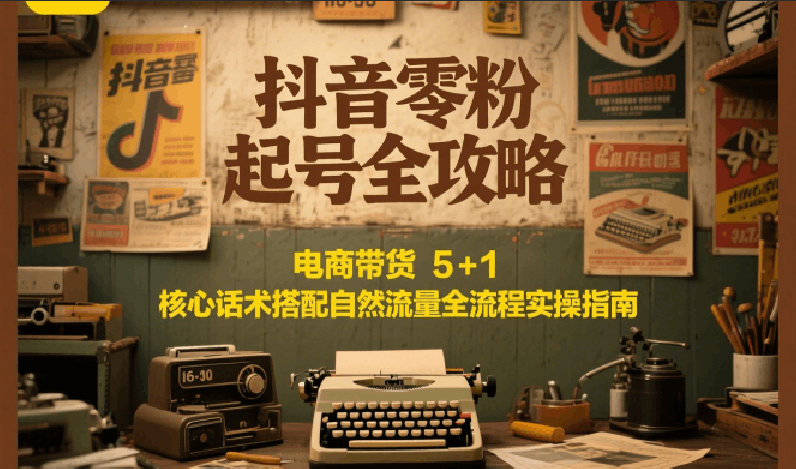 抖音零粉起号全攻略：电商带货 5+1 核心话术搭配自然流量全流程实操指南跨境课程-外贸教程-精品网课-电商运营课库课堂
