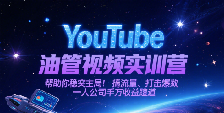 YouTube油管视频实训营，帮助你稳入局、搞流量、打爆款，一人公司千万收益赛道跨境课程-外贸教程-精品网课-电商运营课库课堂