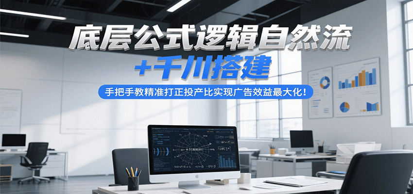 底层公式逻辑自然流+千川搭建，手把手教精准打正投产比实现广告效益最大化！跨境课程-外贸教程-精品网课-电商运营课库课堂