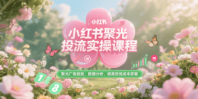 小红书聚光投流实操课程，聚光广告投放、数据分析、做高效低成本获客跨境课程-外贸教程-精品网课-电商运营课库课堂