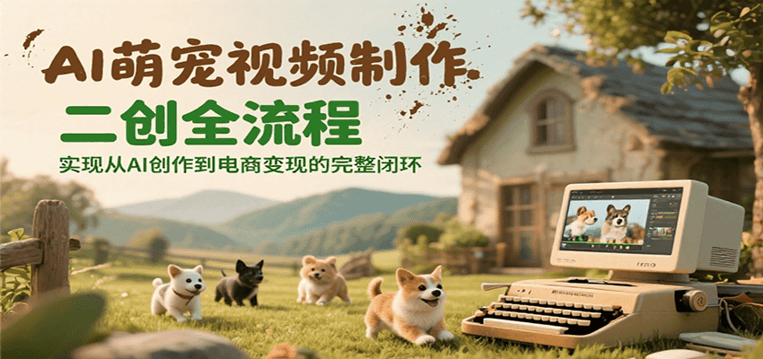 AI萌宠视频制作二创全流程，实现从AI创作到电商变现的完整闭环跨境课程-外贸教程-精品网课-电商运营课库课堂