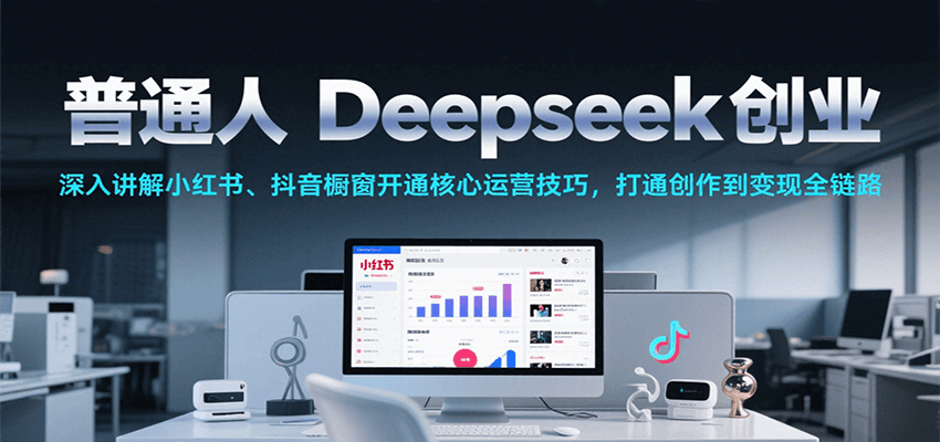 普通人Deepseek创业，小红书、抖音橱窗开通核心运营技巧，打通创作到变现全链路跨境课程-外贸教程-精品网课-电商运营课库课堂
