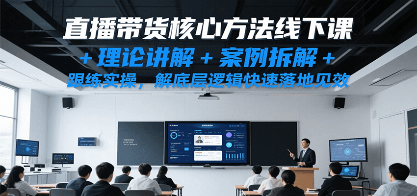 直播带货核心方法线下课，理论讲解+案例拆解+跟练实操，解底层逻辑快速落地见效跨境课程-外贸教程-精品网课-电商运营课库课堂