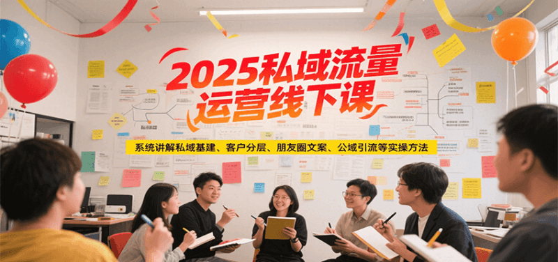 2025私域流量运营线下课，系统讲解私域基建/客户分层/朋友圈文案/公域引流等实操方法跨境课程-外贸教程-精品网课-电商运营课库课堂