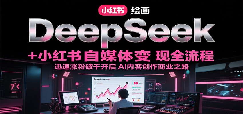DeepSeek绘画+小红书自媒体变现全流程，迅速涨粉破千开启AI内容创作商业之路跨境课程-外贸教程-精品网课-电商运营课库课堂