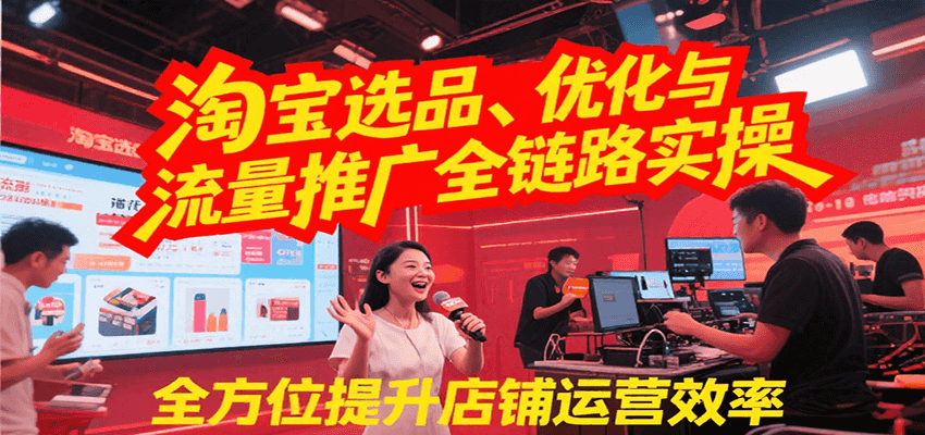 淘宝选品、优化与流量推广全链路实操，全面提升店铺运营效率跨境课程-外贸教程-精品网课-电商运营课库课堂
