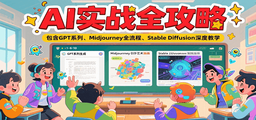 AI实战全攻略，包含GPT系列、Midjourney全流程、Stable Diffusion深度教学跨境课程-外贸教程-精品网课-电商运营课库课堂