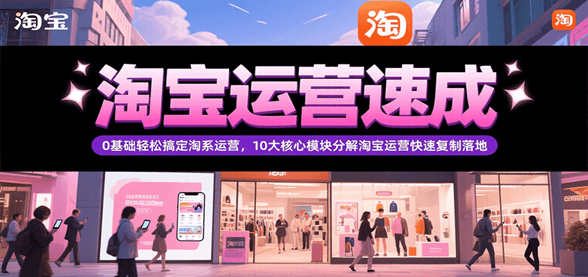 淘宝运营速成，0基础轻松搞定网店运营，10大核心模块分解快速复制落地（更新）跨境课程-外贸教程-精品网课-电商运营课库课堂