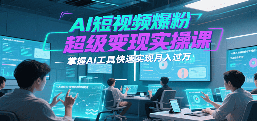 AI短视频爆粉超级变现实操课，掌握AI工具快速实现月入过万跨境课程-外贸教程-精品网课-电商运营课库课堂