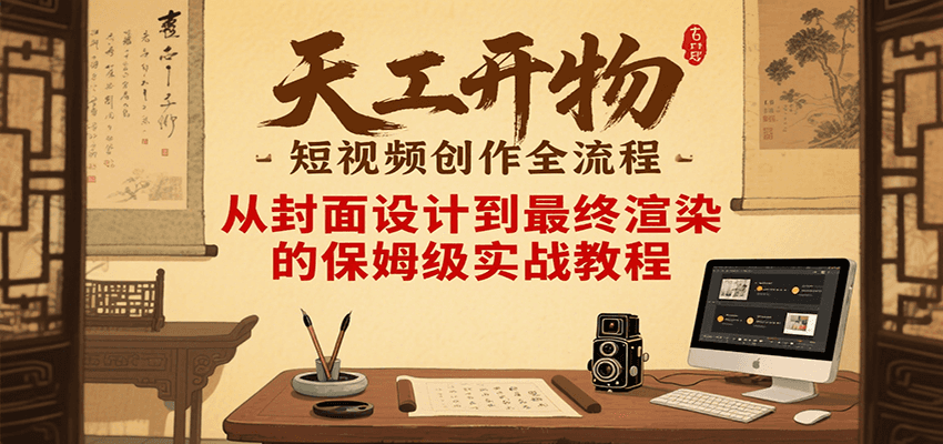 天工开物短视频创作全流程，从封面设计到最终渲染的保姆级实战教程跨境课程-外贸教程-精品网课-电商运营课库课堂