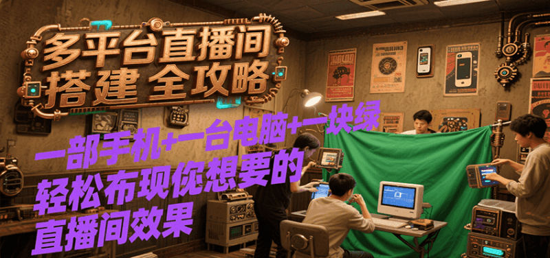 多平台直播间搭建全攻略，一部手机+一台电脑+一块绿布轻松实现你想要的直播间效果跨境课程-外贸教程-精品网课-电商运营课库课堂
