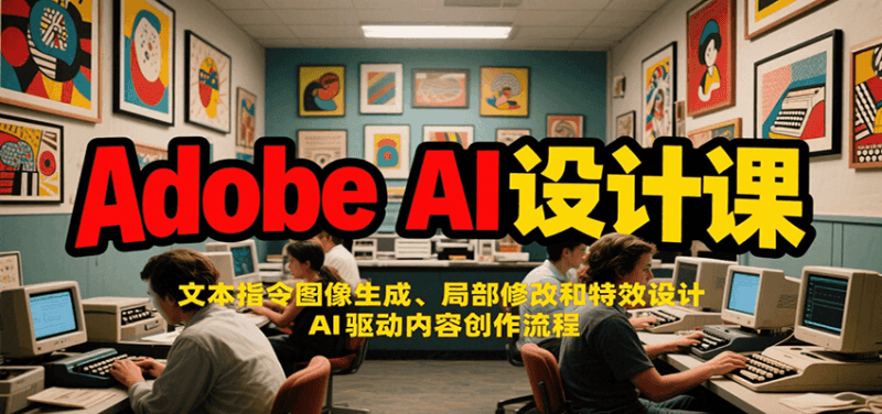 Adobe AI设计课：文本指令图像生成、局部修改和特效设计，AI驱动内容创作流程跨境课程-外贸教程-精品网课-电商运营课库课堂