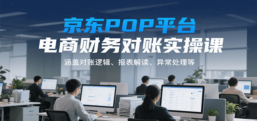 京东POP平台电商财务对账实操课，涵盖对账逻辑、报表解读、异常处理等跨境课程-外贸教程-精品网课-电商运营课库课堂