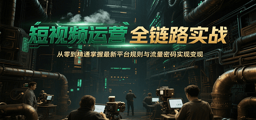 短视频运营全链路实战，从零到精通掌握最新平台规则与流量密码实现变现跨境课程-外贸教程-精品网课-电商运营课库课堂